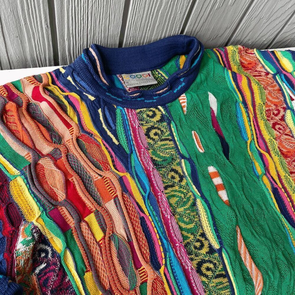 VTG Coogi Mercerised Cotton 3D Knit Sweater M Australia Multicolor - Picture 7 of 16